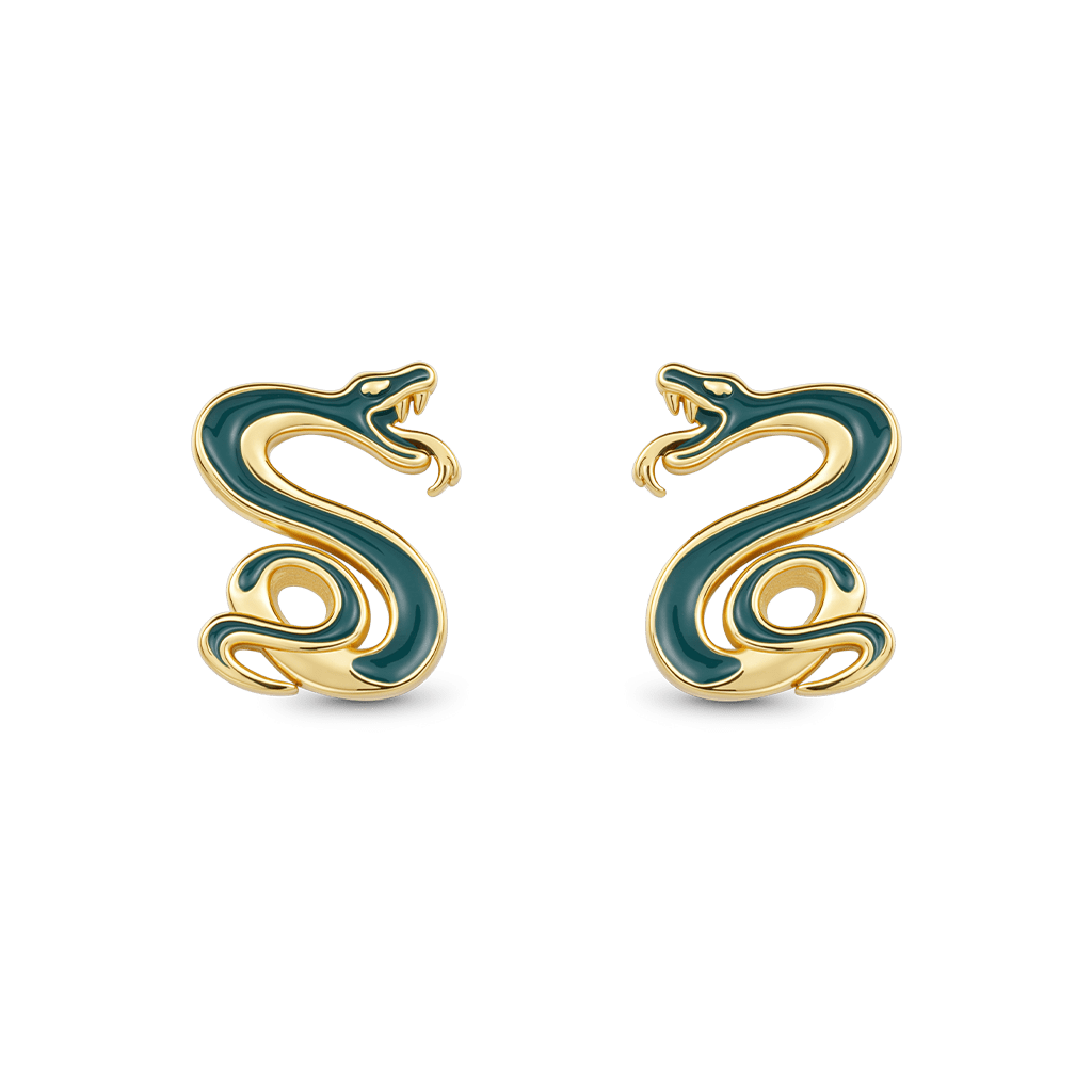Slytherin Snake Stud Earrings image number 0