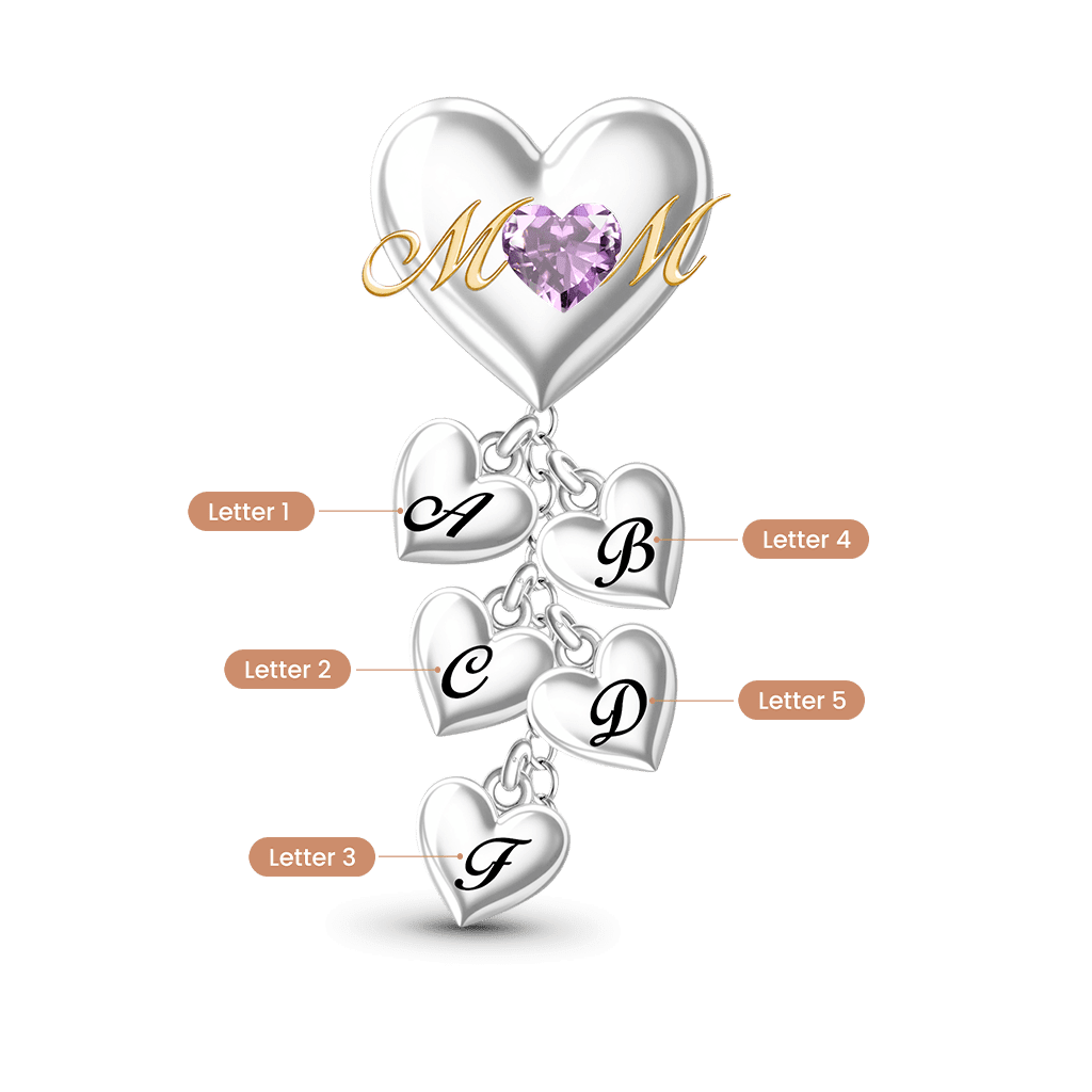 Customized Birthday Stones and Initial Charm image number 1