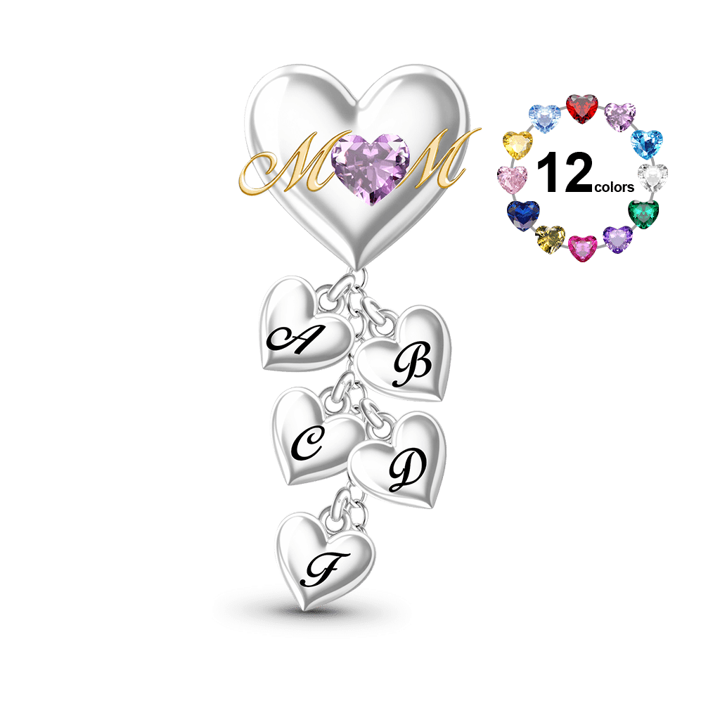 Customized Birthday Stones and Initial Charm image number 0