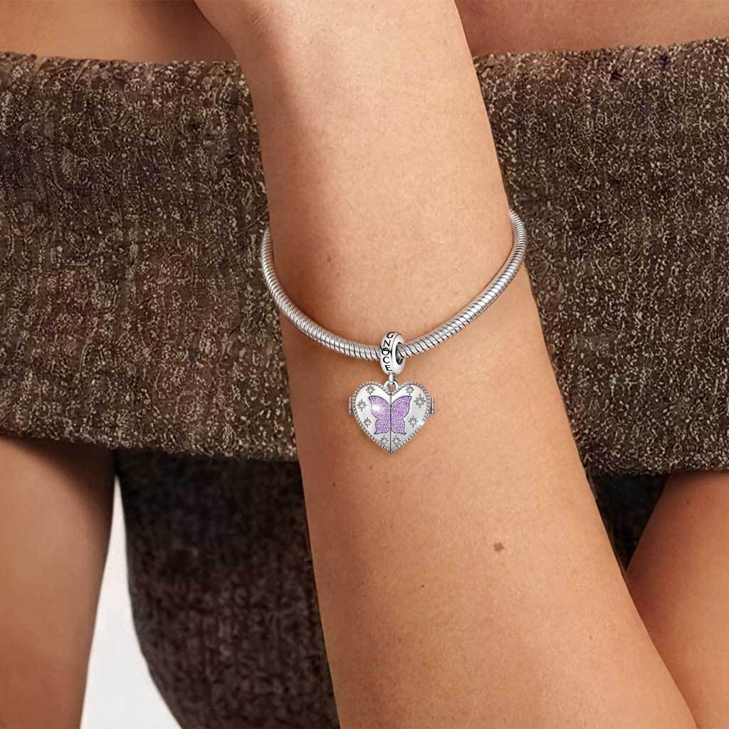 Butterfly Photo Birthstone Pendant image number 4