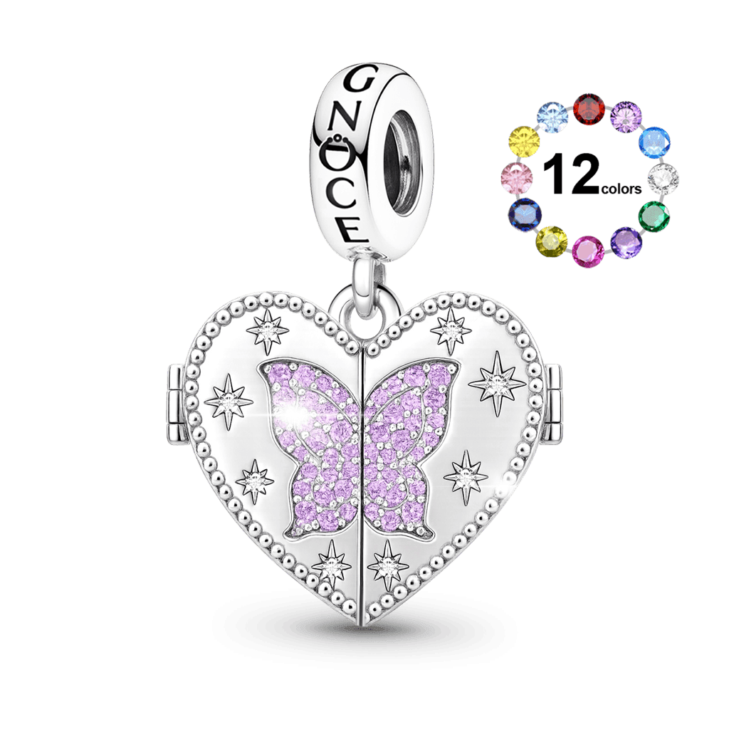 Butterfly Photo Birthstone Pendant image number 1