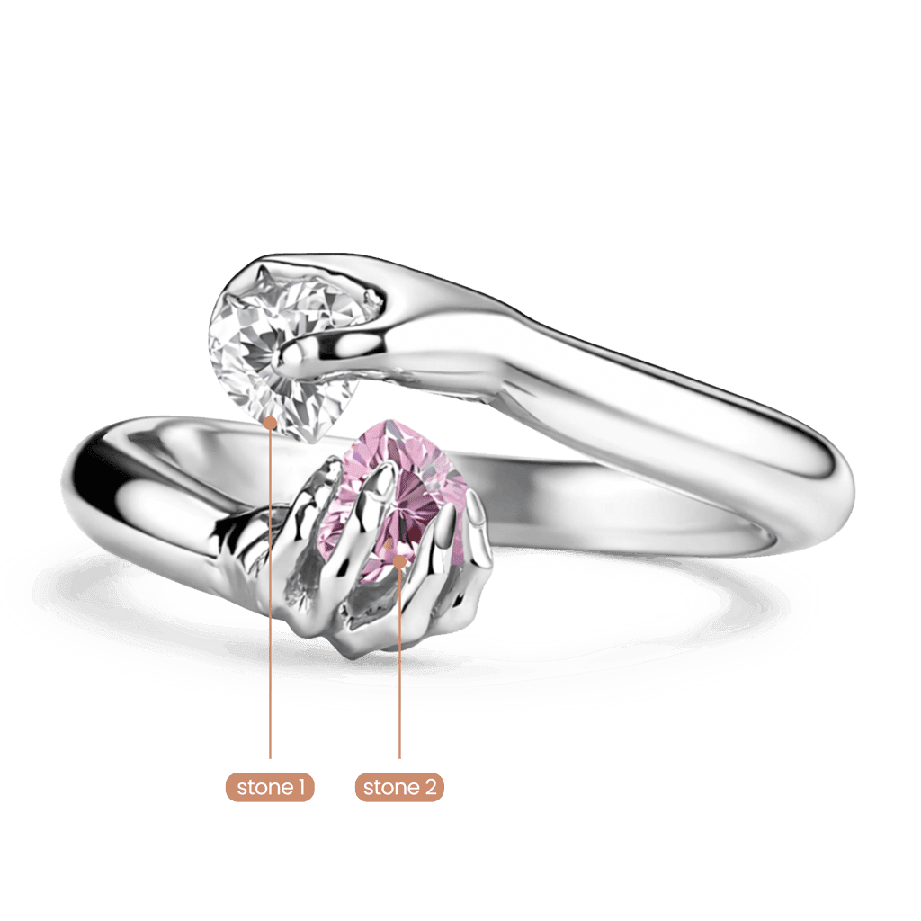 Handheld Heart Birthstone Ring image number 1