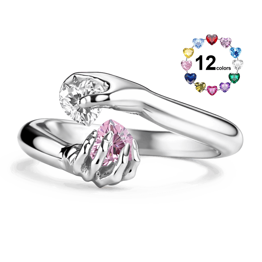 Handheld Heart Birthstone Ring image number 0