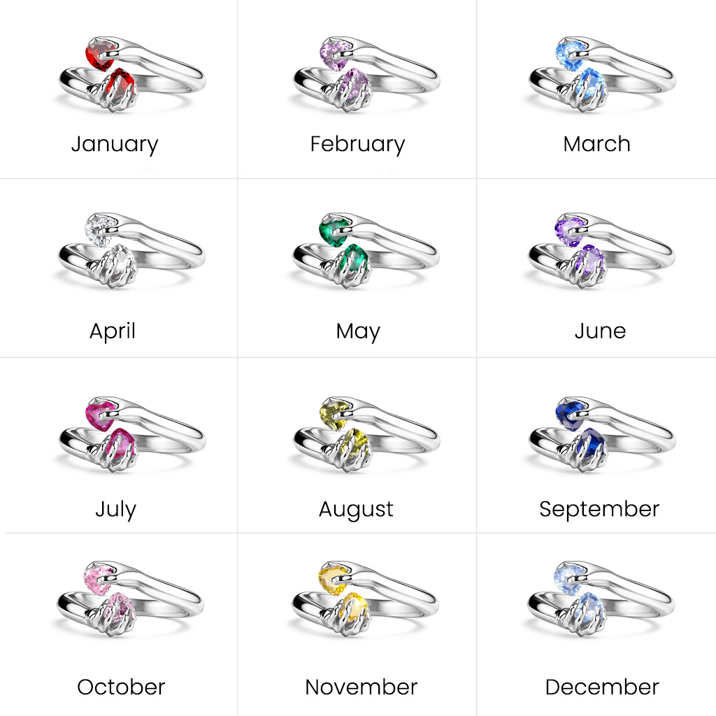 Handheld Heart Birthstone Ring image number 4