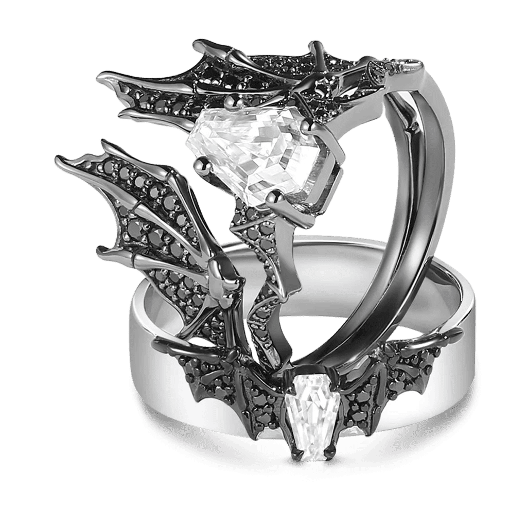 Bat Wing Coffin Ring Set image number 3