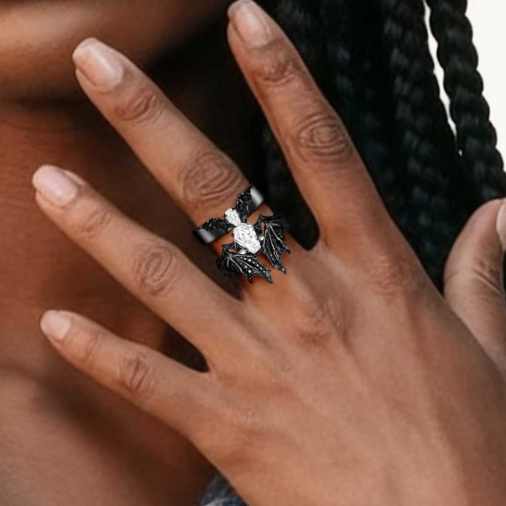 Bat Wing Coffin Ring Set image number 1
