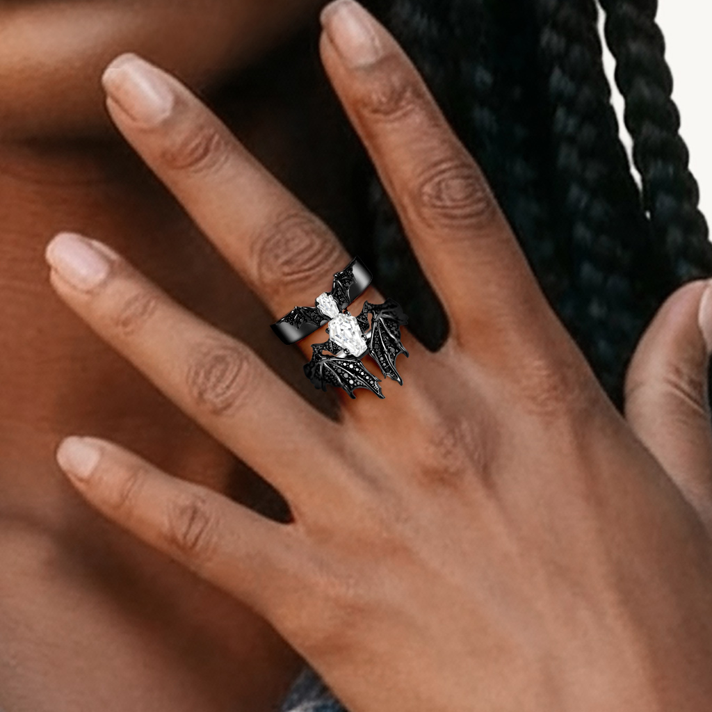 Bat Wing Coffin Ring Set image number 1