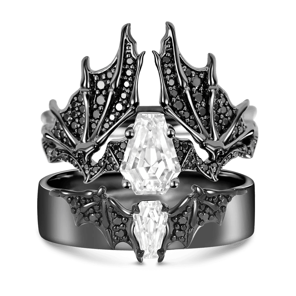 Bat Wing Coffin Ring Set image number 0