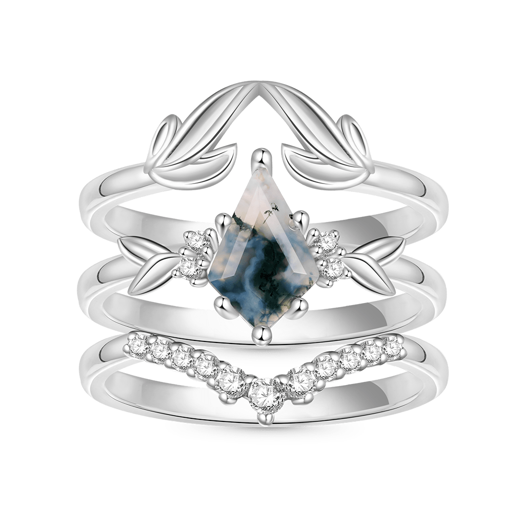 Agate Leaf Stackable Ring image number 0