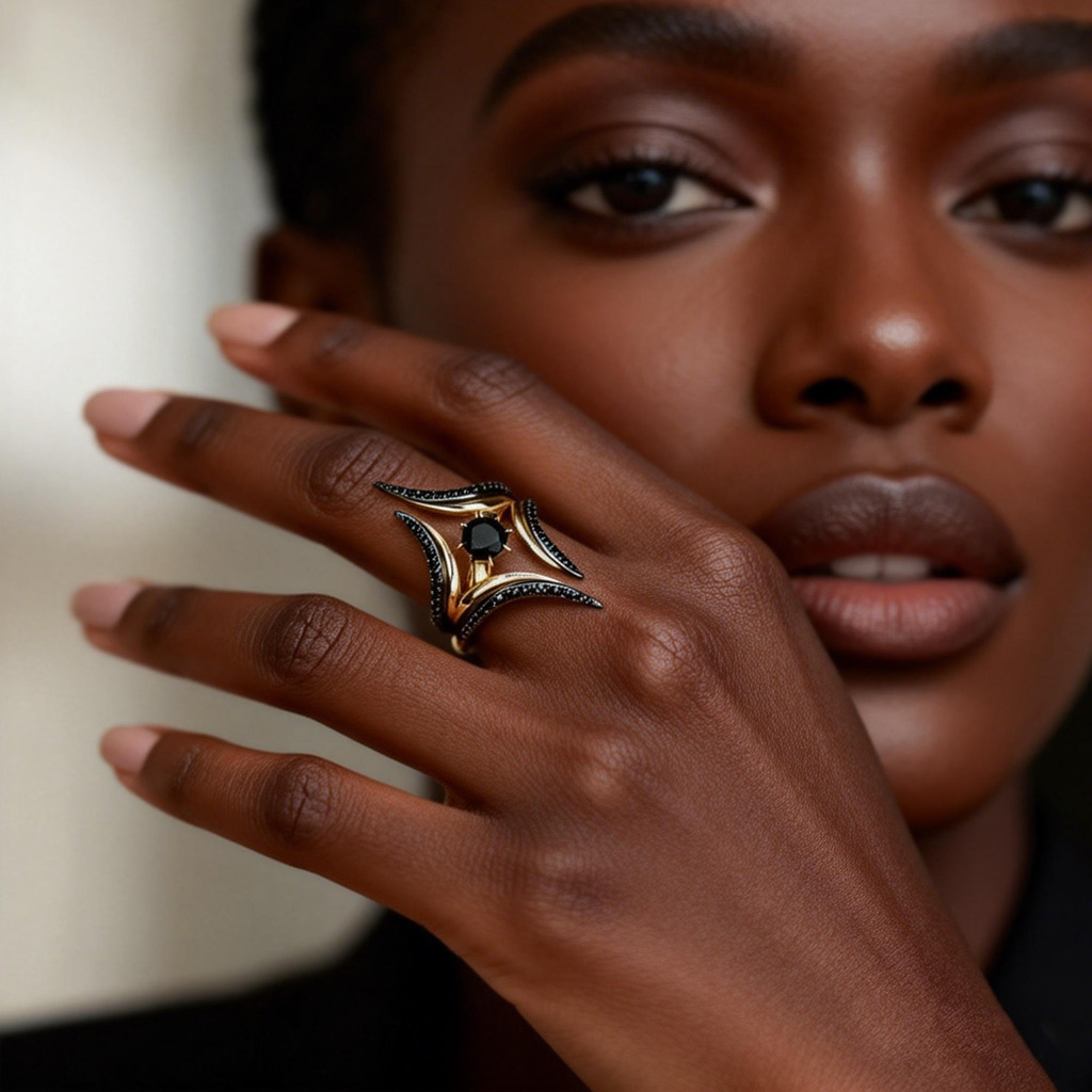 Geometric Spire Round-Cut Ring image number 1