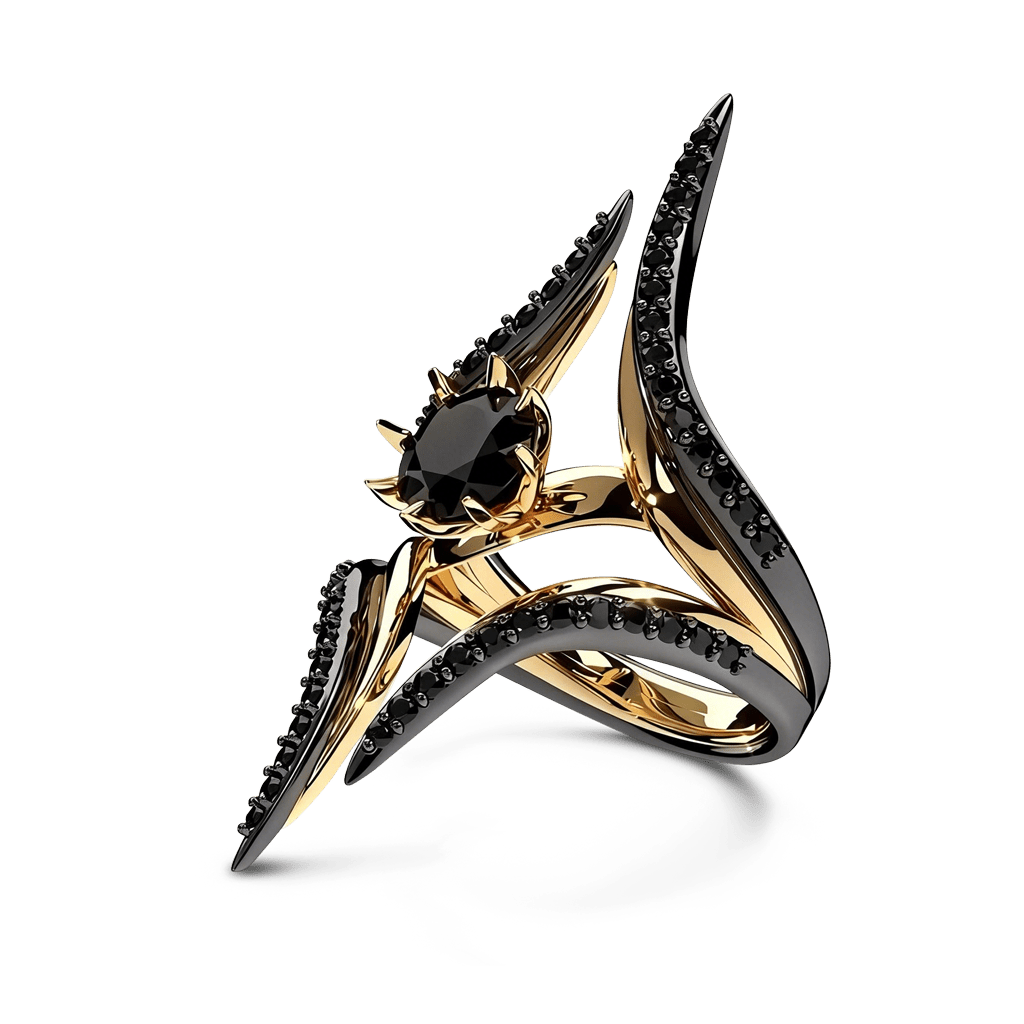 Geometric Spire Round-Cut Ring image number 4