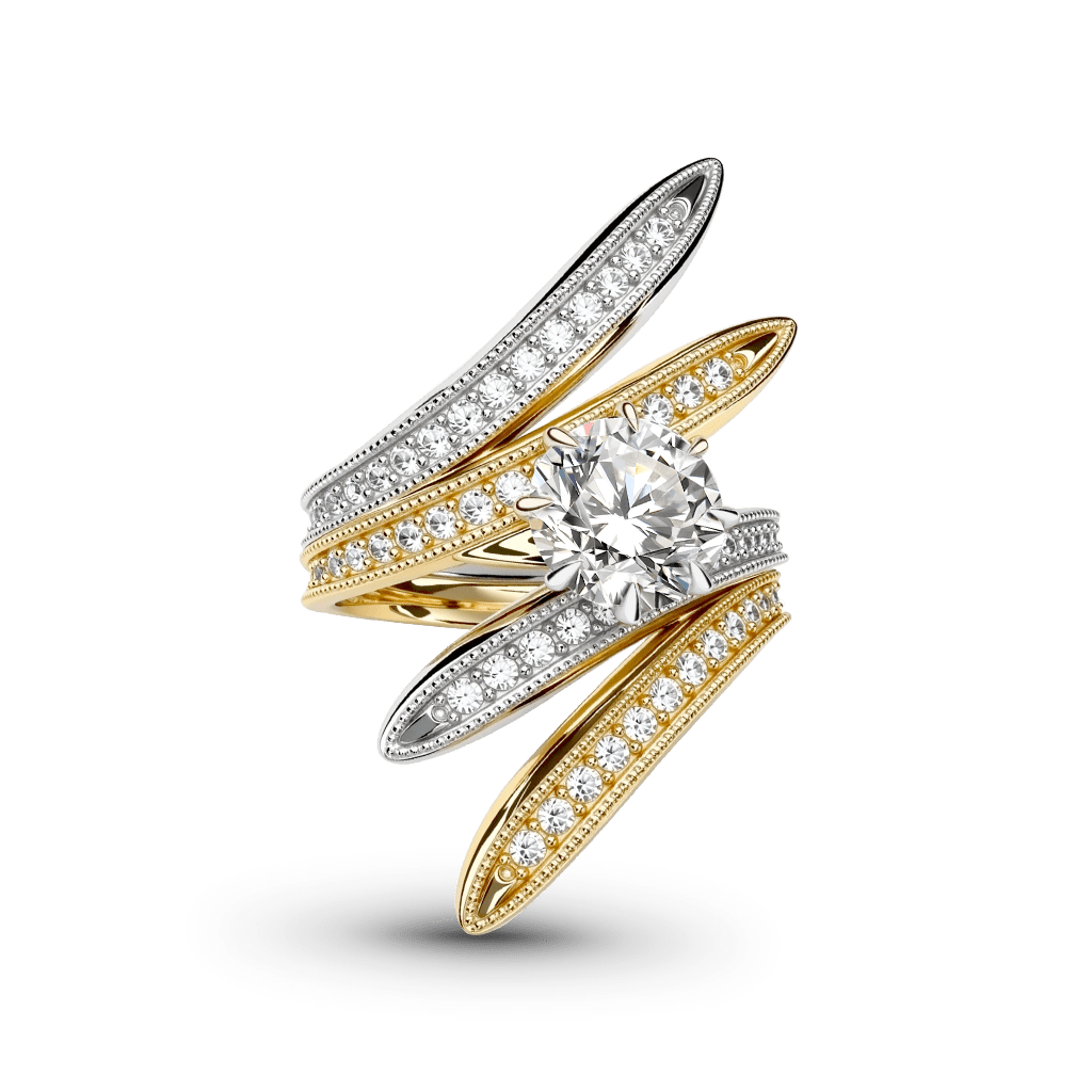 Two-Tone Intertwined Round-Cut Ring image number 3