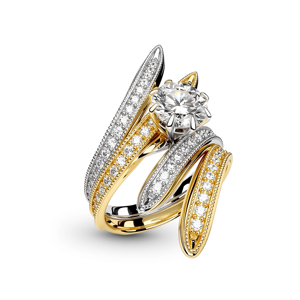 Two-Tone Intertwined Round-Cut Ring image number 0