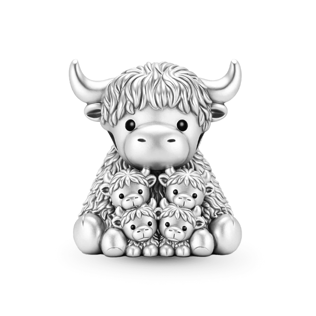 Highland Cow with Four Babies Charm image number 0