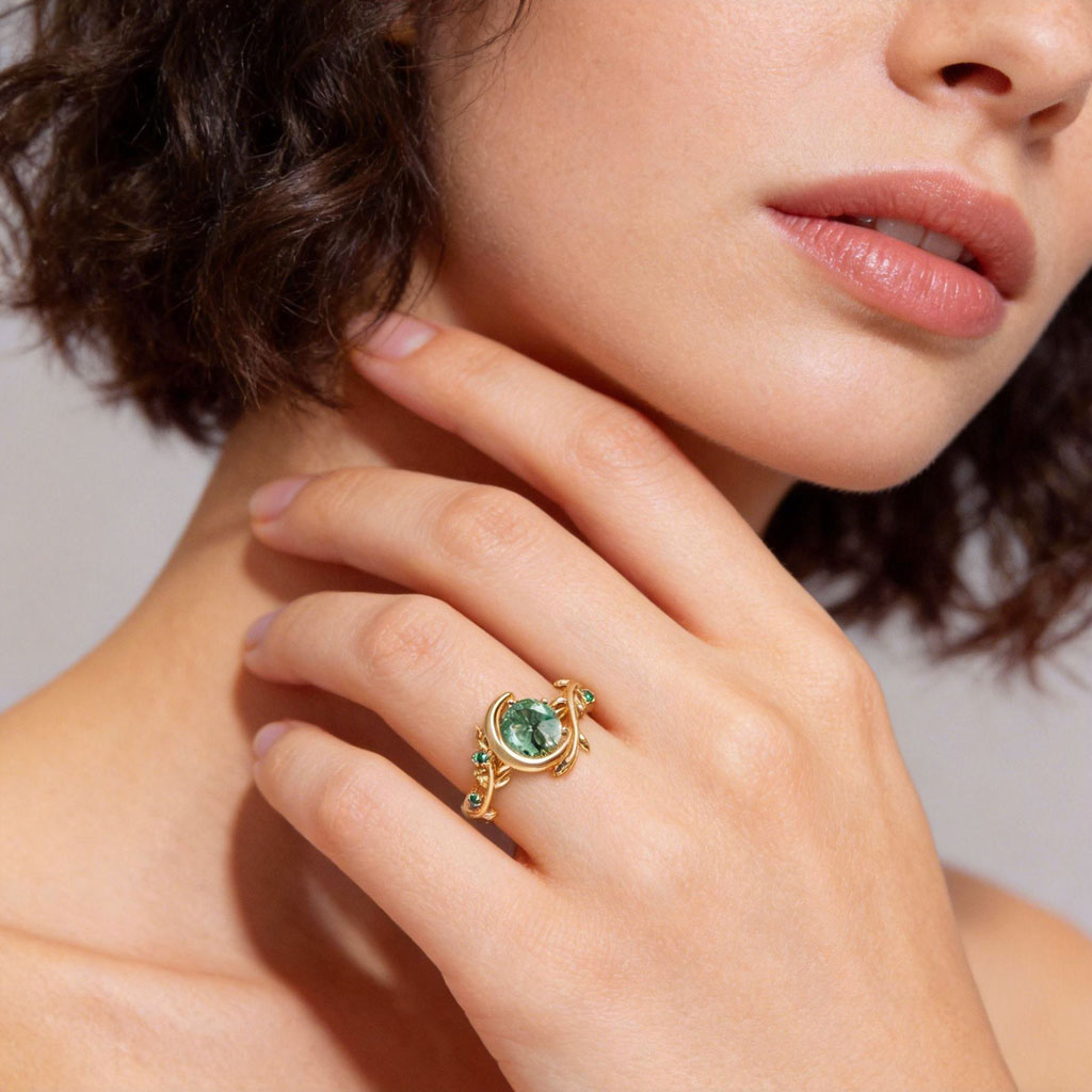 Vine Moon Agate Engagement Ring image number 1