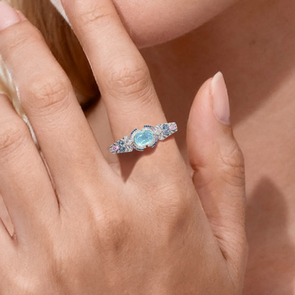Multi-Blue Gemstone Ring image number 1