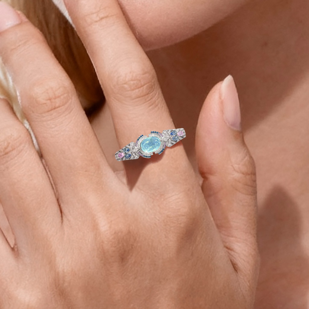 Multi-Blue Gemstone Ring image number 1