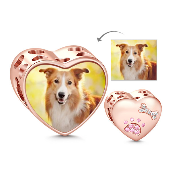 Paw Print Heart Photo Charm image number 0