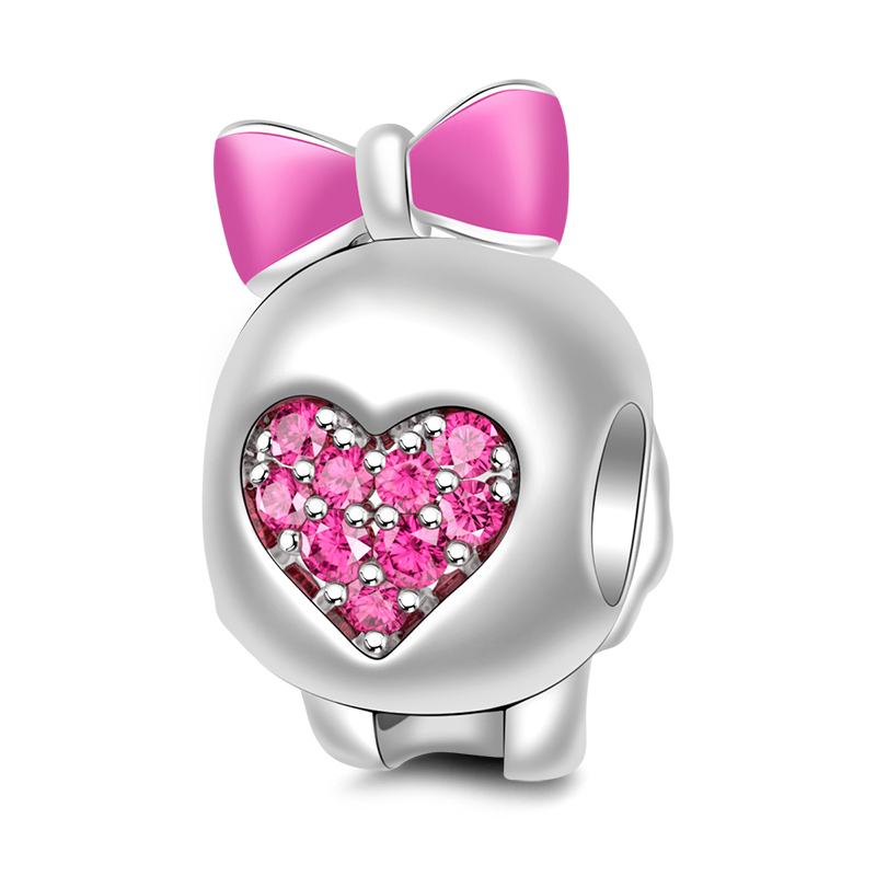 Skull with Pink Bowknot Charm image number 1