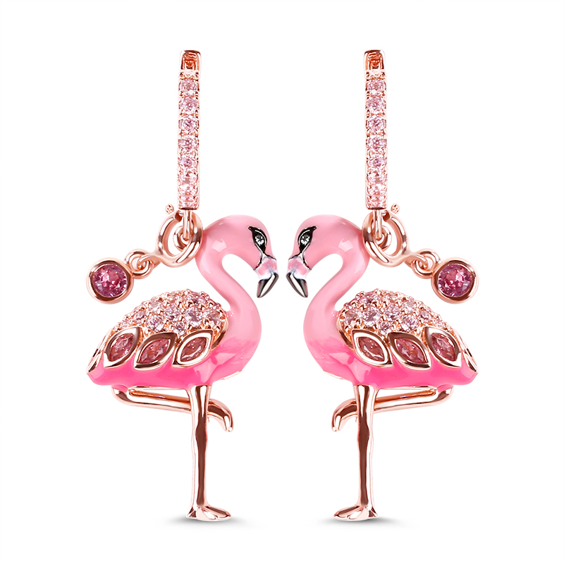 "Fiery Passion" Flamingo Earrings image number 0