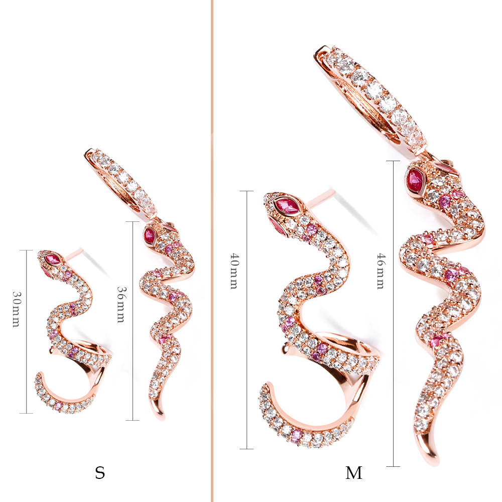 Pink Eyes Snake Earrings image number 1