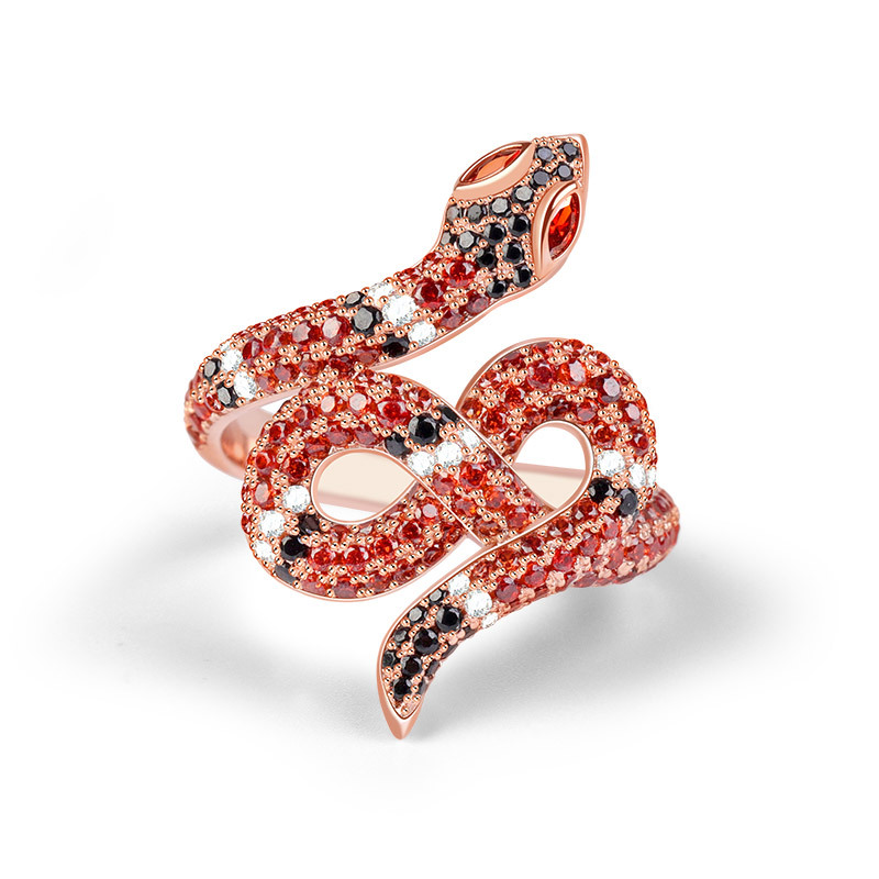 Tricolor CZ Snake Ring image number 0