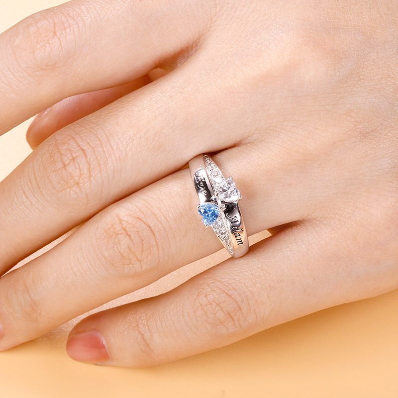 Double Heart Stones Ring image number 2