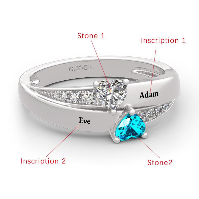 Double Heart Stones Ring image number 1