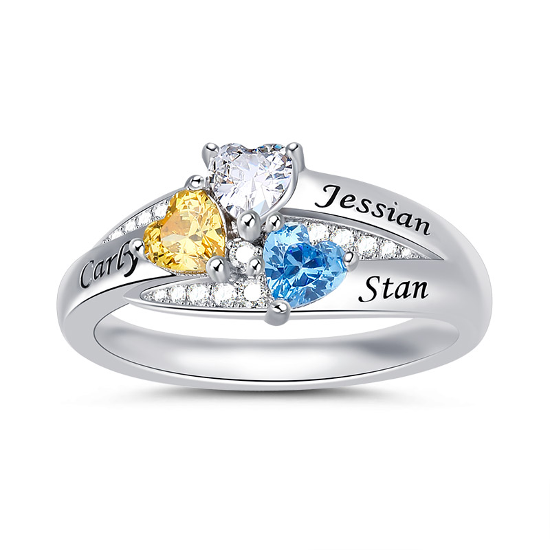 Heart Cluster Engraved Ring image number 0