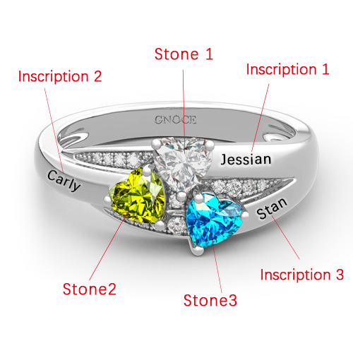 Heart Cluster Engraved Ring image number 2
