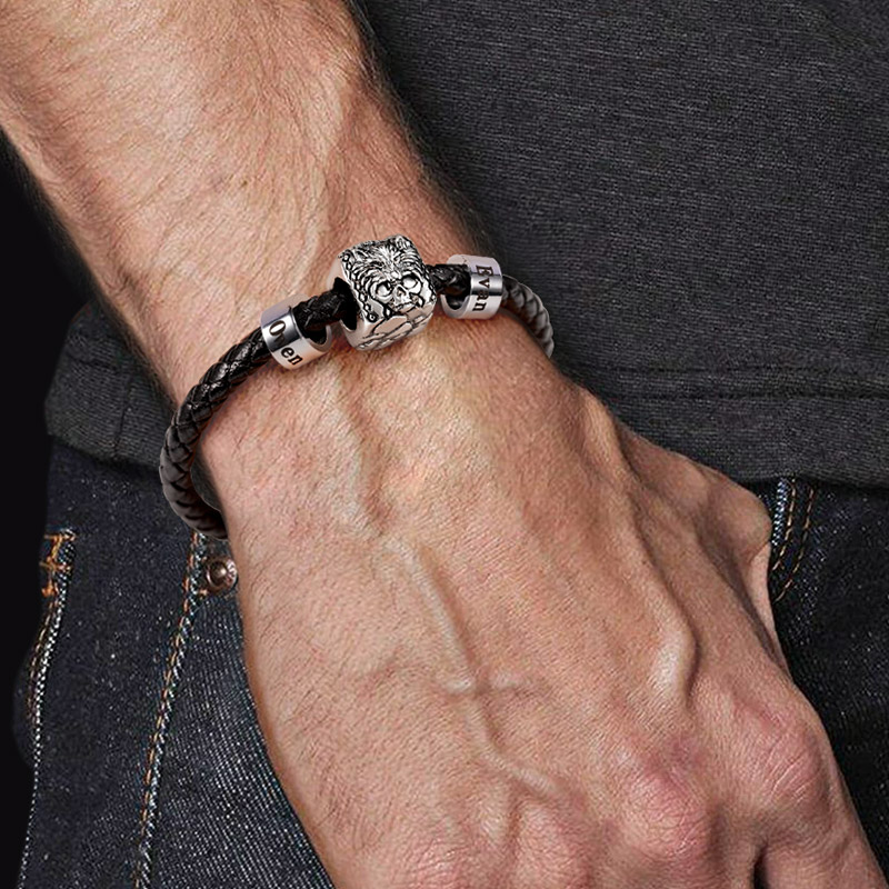 Wolf Skull & Customized Charms Bracelet image number 4