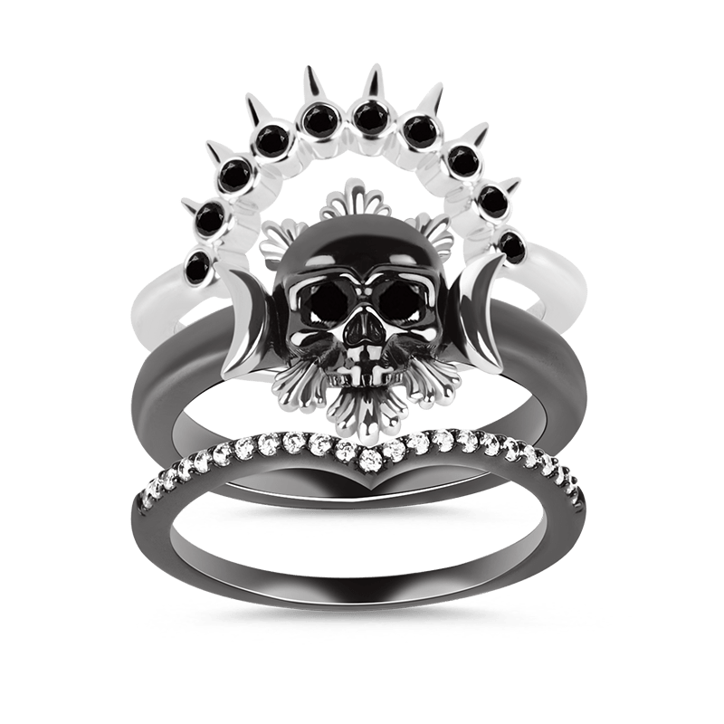 Black Skull Stackable Ring image number 0