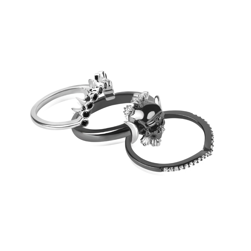 Black Skull Stackable Ring image number 1