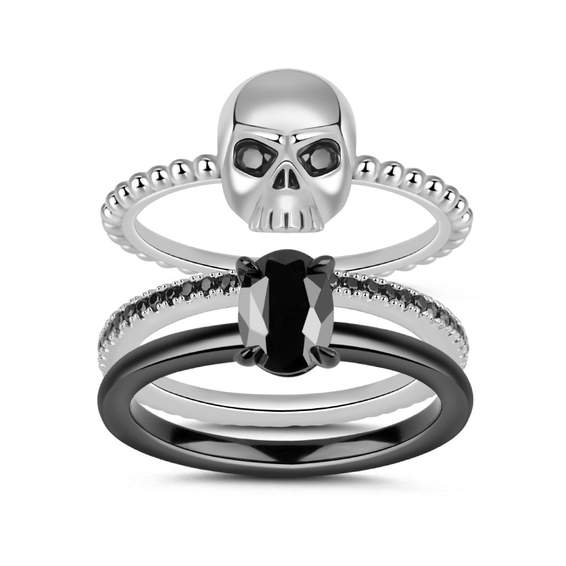 Skull Ring Stackable 3 Pieces image number 0