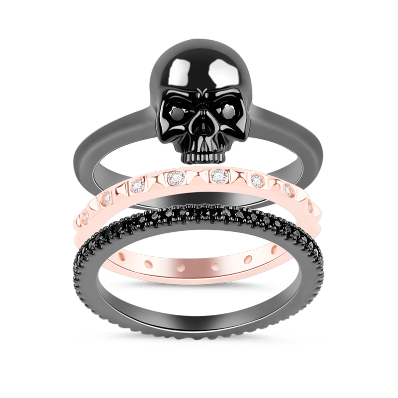 Bicolor Stackable Skull Ring image number 0
