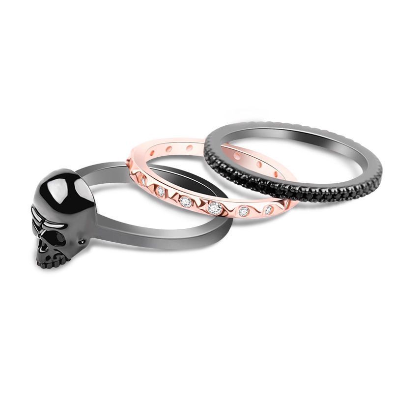 Bicolor Stackable Skull Ring image number 1