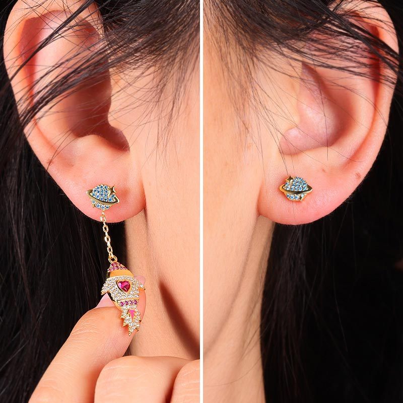 Asymmetric Rocket Earrings image number 2