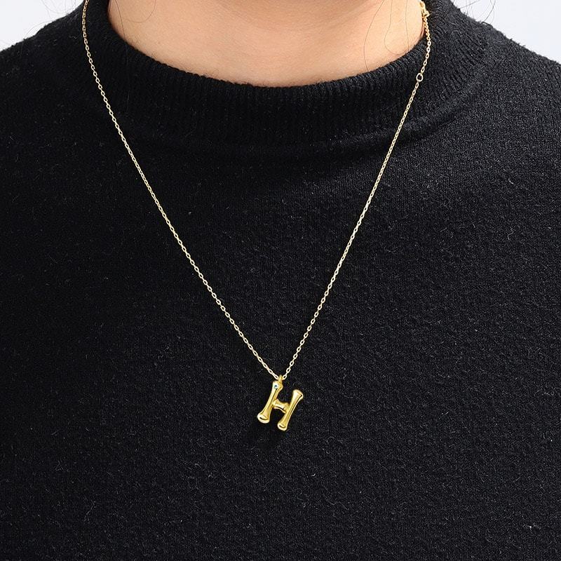 Bamboo Initial H Necklace image number 3
