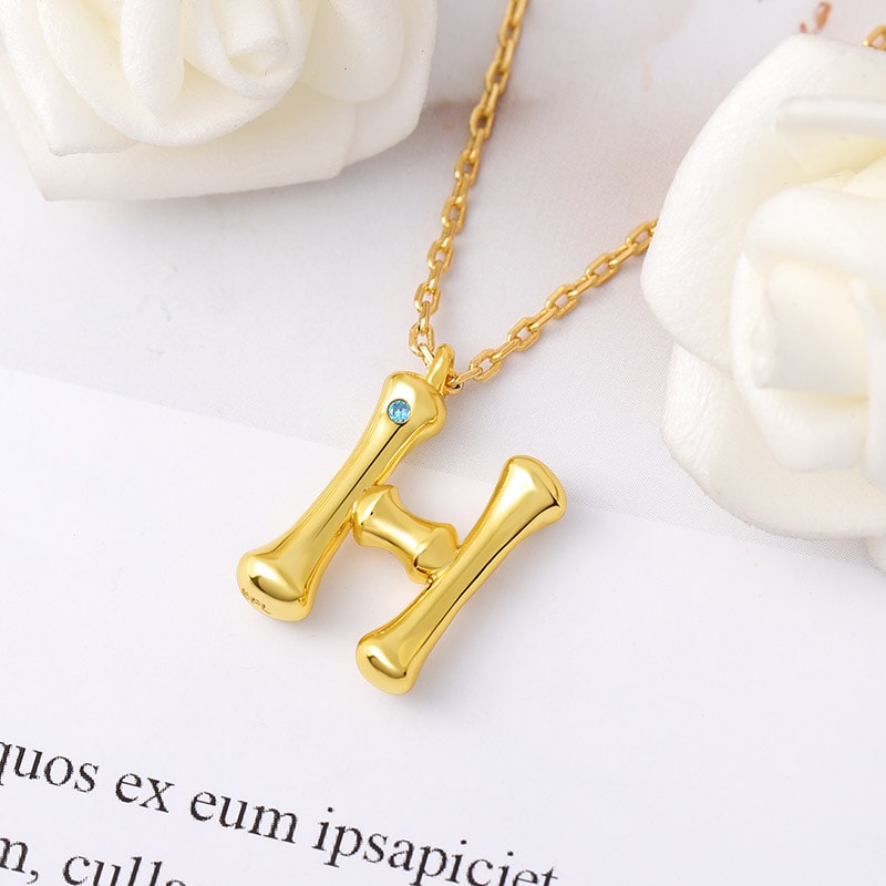 Bamboo Initial H Necklace image number 2