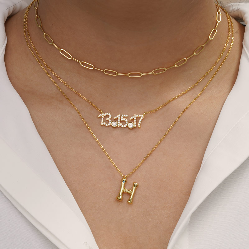 Bamboo Initial H Necklace image number 4