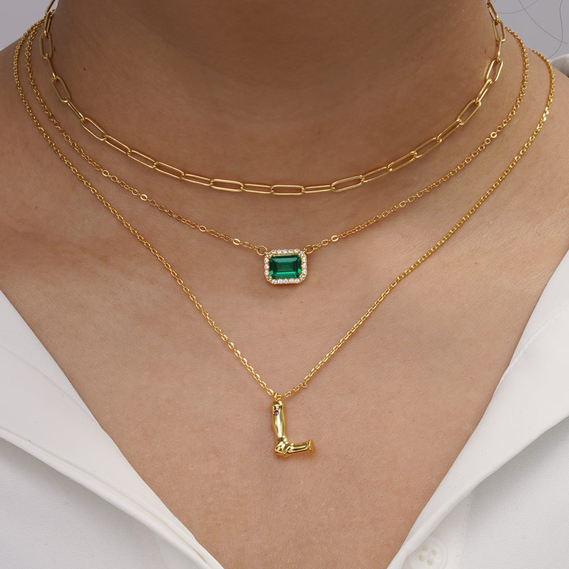 Bamboo Initial L Necklace image number 4