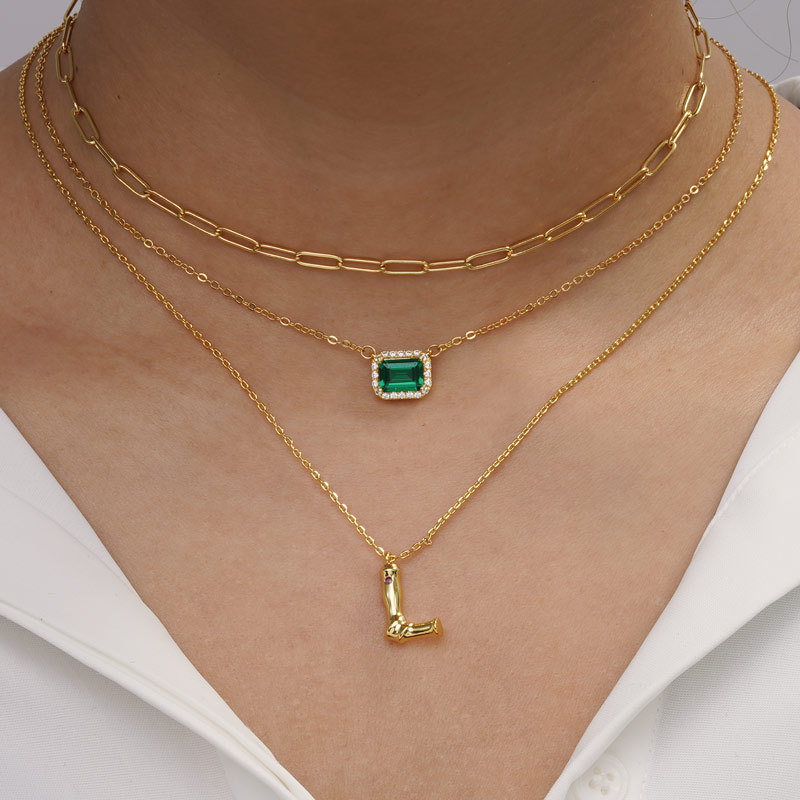 Bamboo Initial L Necklace image number 4