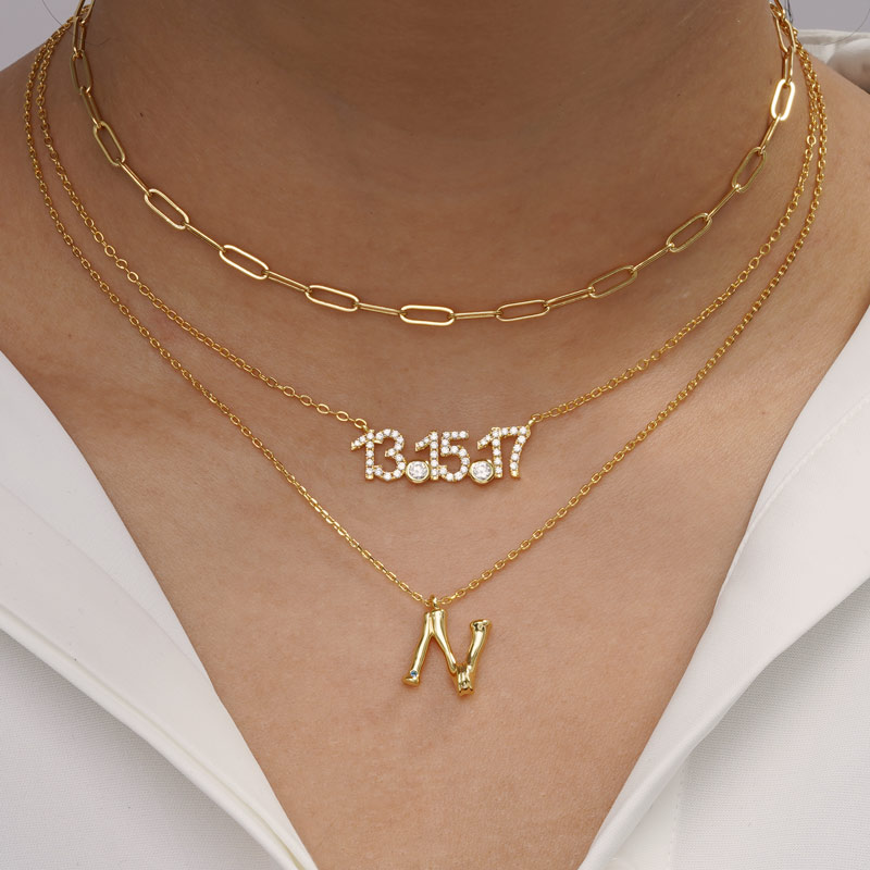 Bamboo Initial N Necklace image number 4
