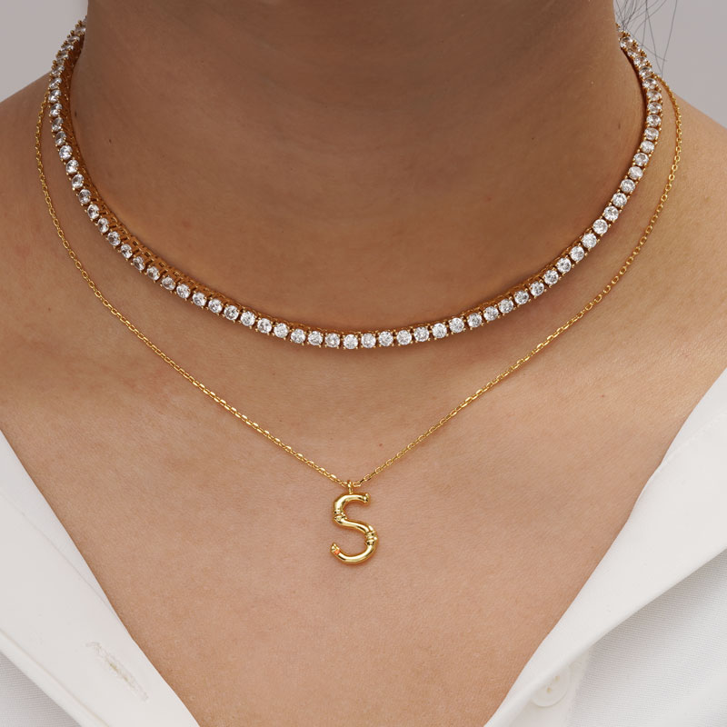 Bamboo Initial S Necklace image number 4