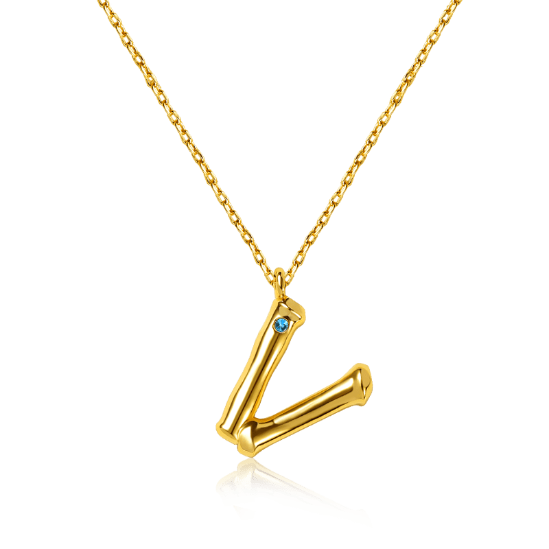 Bamboo Initial V Necklace image number 0
