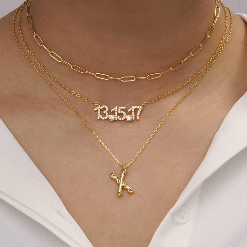 Bamboo Initial X Necklace image number 4