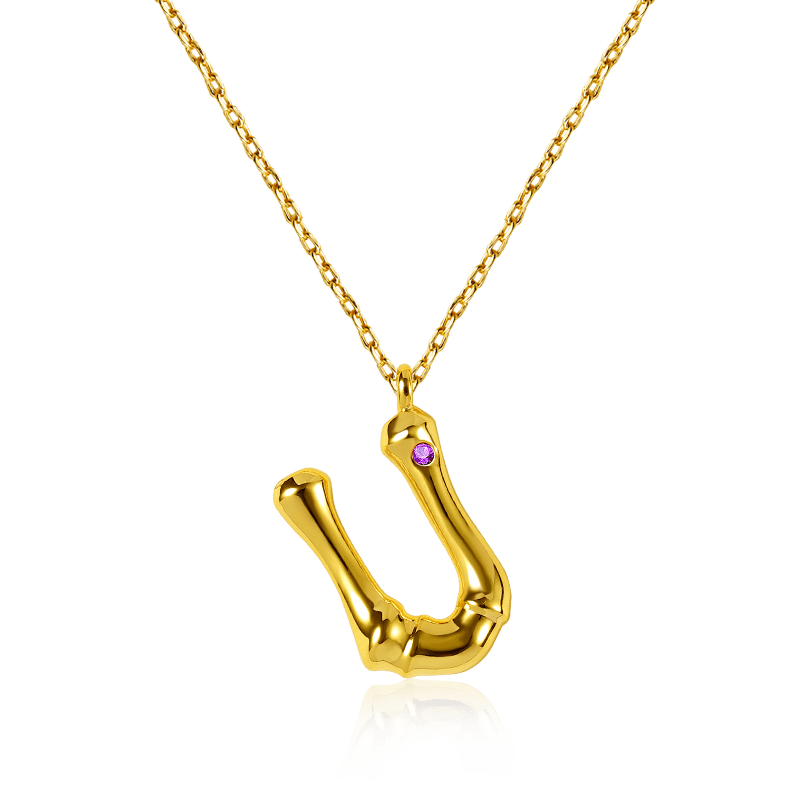 Bamboo Initial U Necklace image number 0