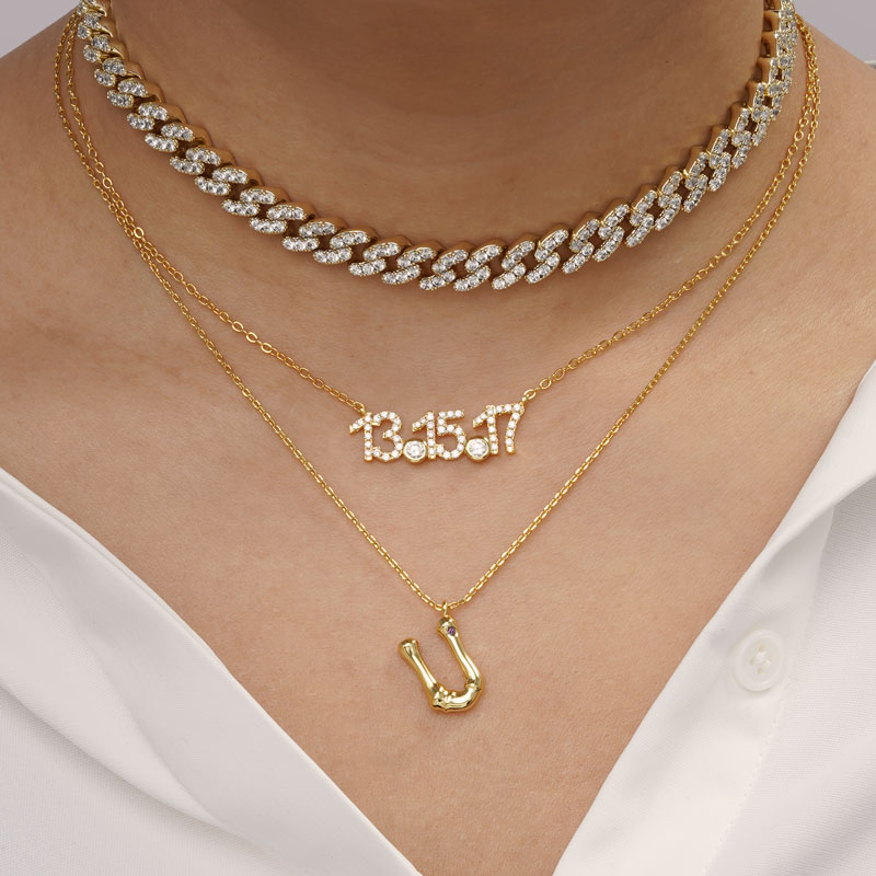 Bamboo Initial U Necklace image number 4