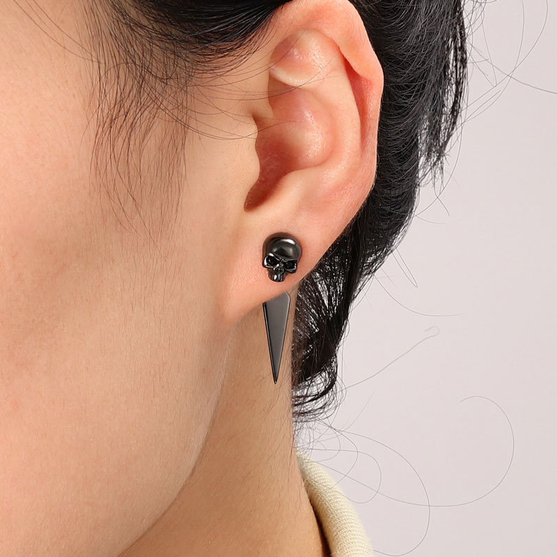 Black Skull Earring Jackets image number 2