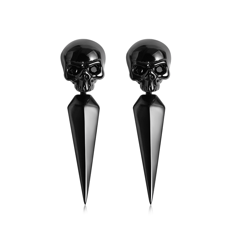 Black Skull Earring Jackets image number 0